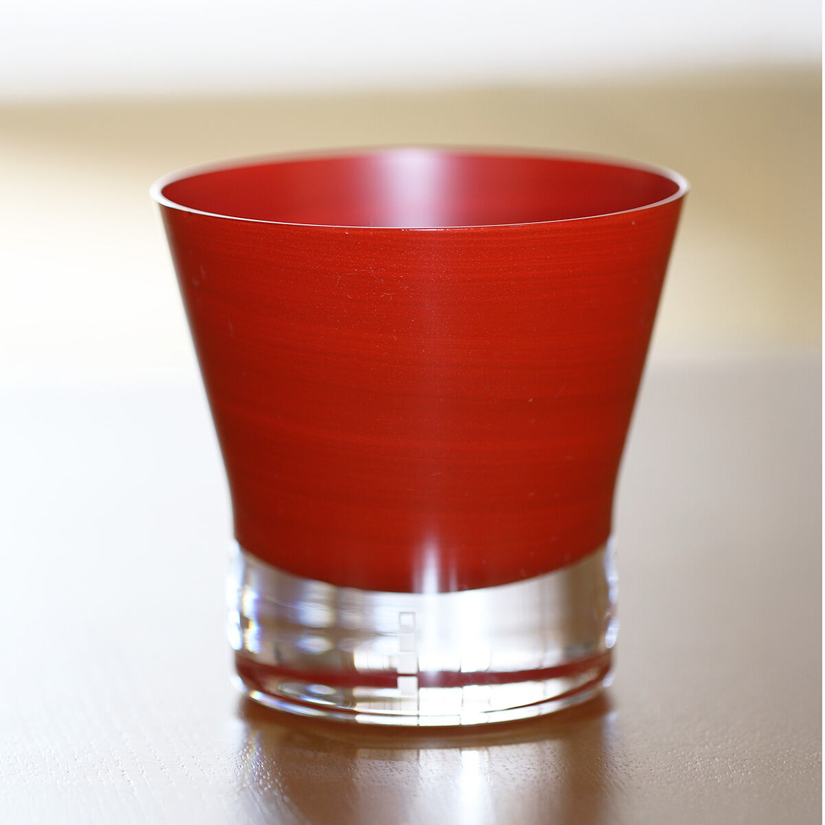 生涯を添い遂げるグラス ロック 本漆塗り 朱 杉箱入り