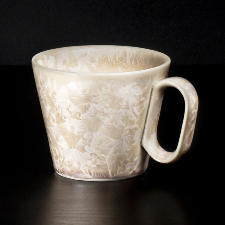 生涯を添い遂げるマグ 京焼 花結晶 ベージュ 杉箱入り