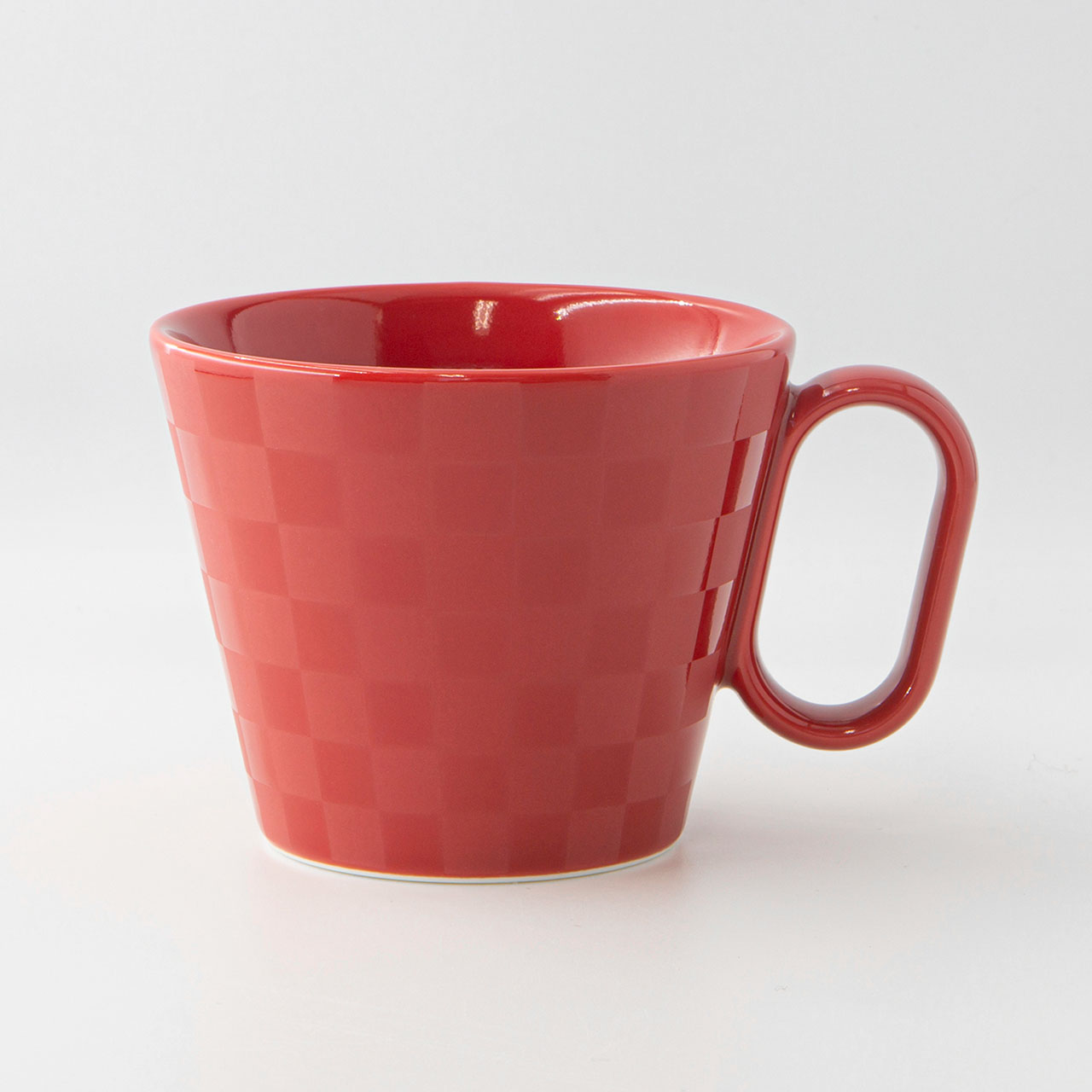 生涯を添い遂げるマグ 有田焼 レギュラー 市松 レッド ( 艶 ) マグカップ コーヒーカップ 磁器 日本製 佐賀 image number 0