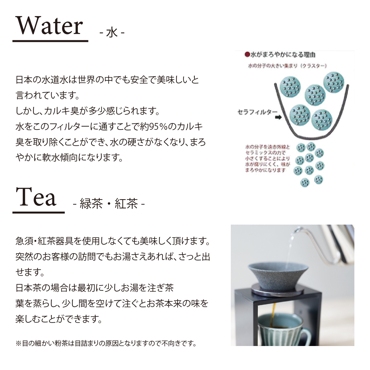 セラフィルター 使い方 水 緑茶 紅茶