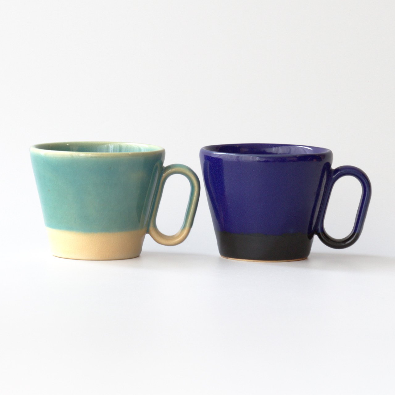 生涯を添い遂げるマグ 薩摩焼 帖佐窯 ペアセット 瑠璃釉 黒薩摩・トルコ釉 白薩摩 ギフトボックス入り