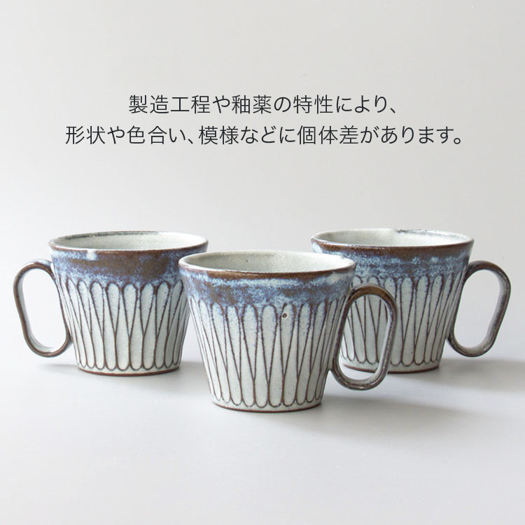 【杉箱入り】Wired Beans ワイヤードビーンズ 生涯を添い遂げるマグ 丹波焼 しのぎ ブルー 生涯補償付き マグカップ コーヒーカップ 陶器 日本製 職人 手づくり 兵庫 大熊窯 image number 7