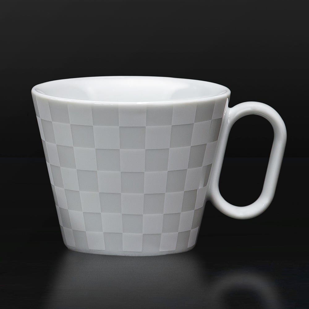 生涯を添い遂げるマグ 有田焼 レギュラー 市松 ホワイト ( 艶 ) マグカップ コーヒーカップ 磁器 日本製 佐賀 image number 2
