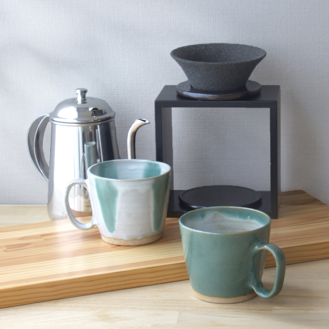 生涯を添い遂げるマグ 越中三助焼 ペアセット 緑釉・緑釉流し ギフトボックス入り ペアセット 緑釉・緑釉流し large image number 2