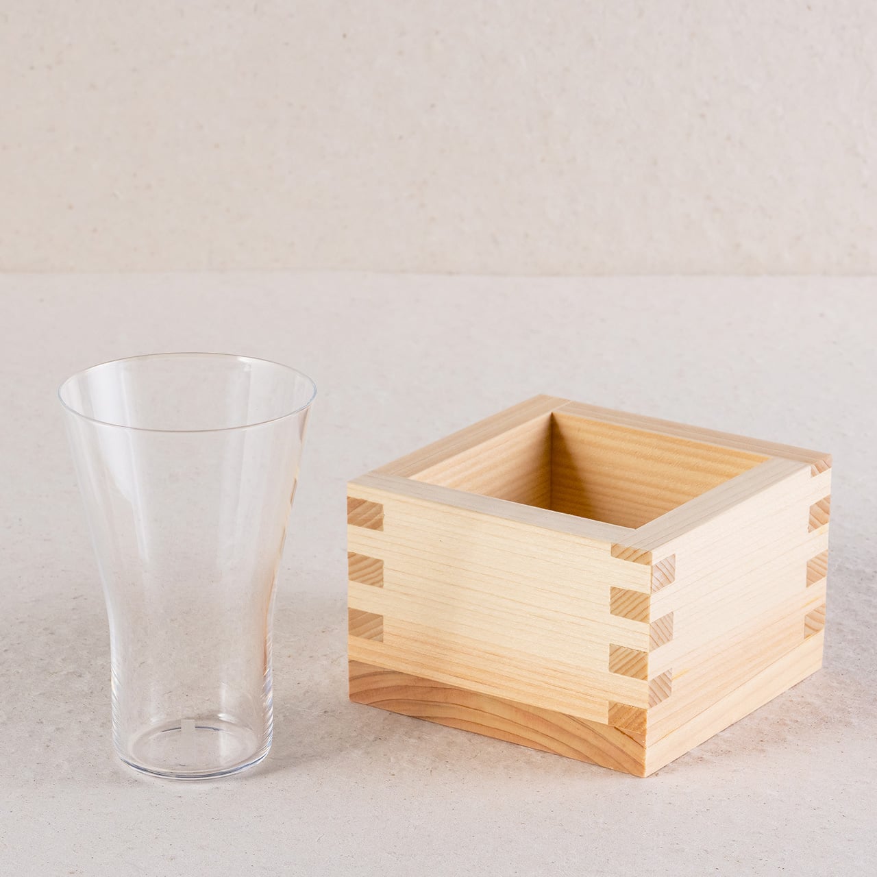 生涯を添い遂げるグラス SAKEタンブラー うす吹き トランスペアレント（透明）・一合升セット ギフトボックス入り