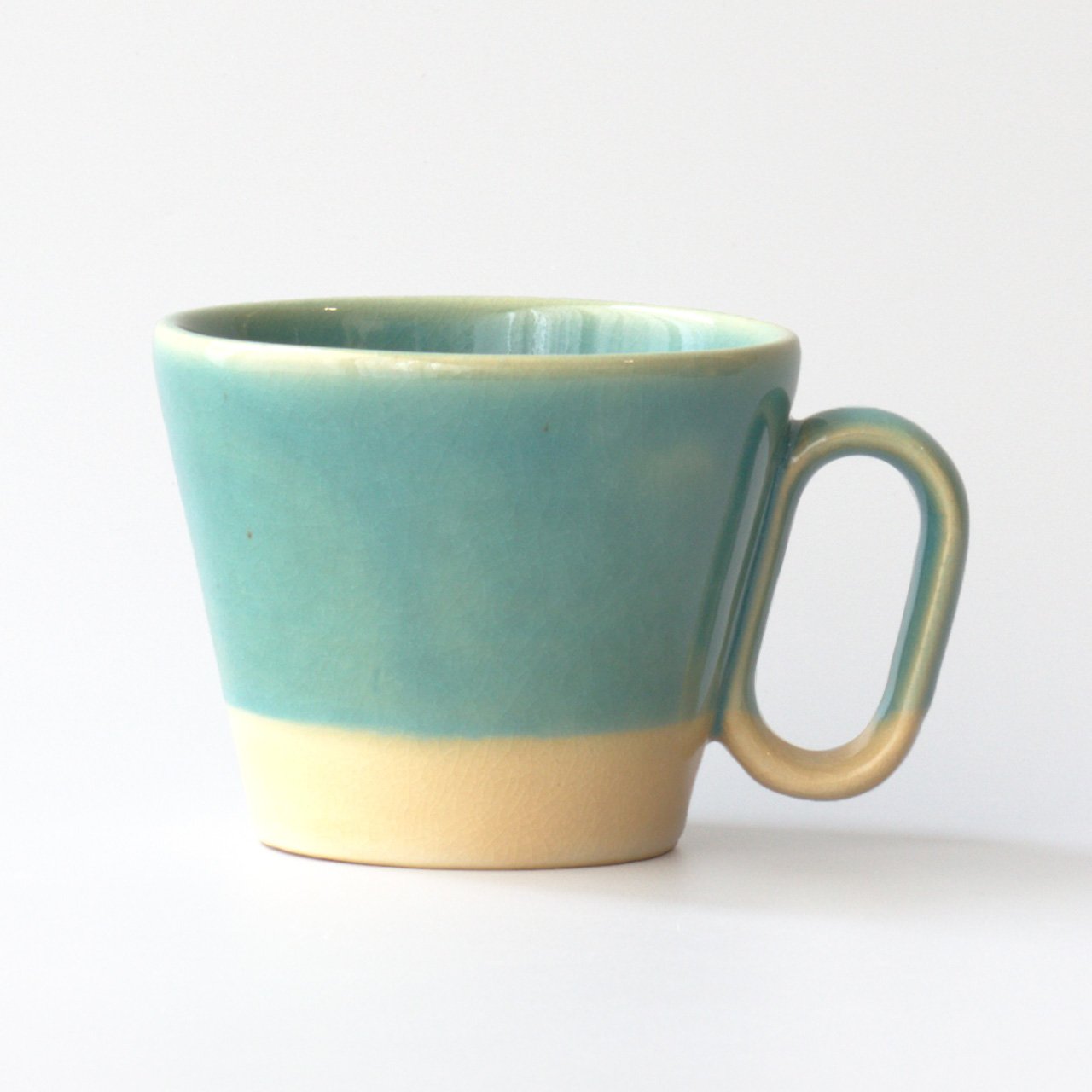 生涯を添い遂げるマグ 薩摩焼 帖佐窯 トルコ釉 白薩摩